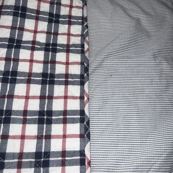 Tommy Hilfiger Reversible Plaid Stripe Blue Queen Comforter Sham Queen Set NWOB - Picture 4 of 8